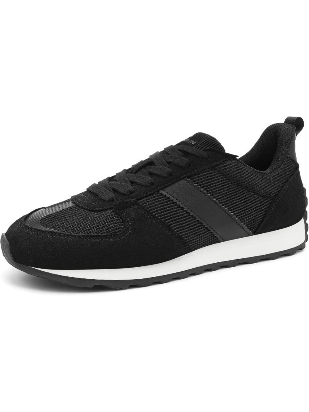 Women's Black Microfiber Suede Mesh Lace Up Casual Fashion Walking Sneakers